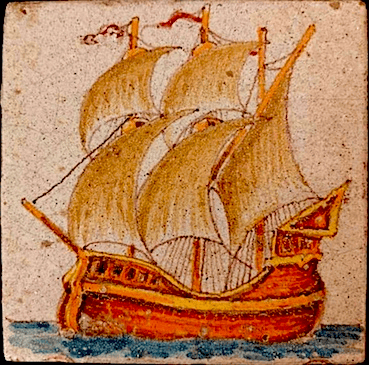Antieke tegel Schip no 41