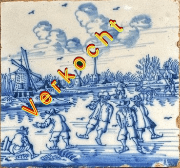 antieke_tegel_f13 IJstafereel met schaatsers